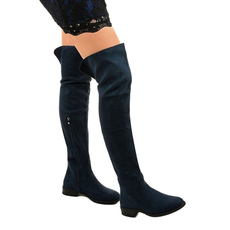 Stivali sopra il ginocchio blu navy Wysless 1