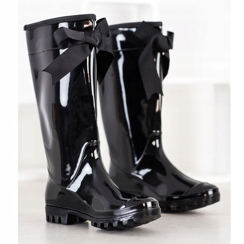 SHELOVET Galosce Laccate Con Fiocco nero 1