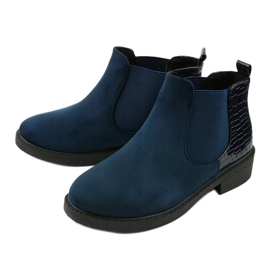 Stivali piatti Herkrana in camoscio blu navy 2