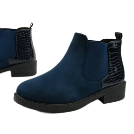 Stivali piatti Herkrana in camoscio blu navy 1