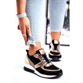 Vinceza Scarpe sportive da donna in pelle nera e oro 21-7777 nero d'oro 1