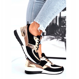 Vinceza Scarpe sportive da donna in pelle nera e oro 21-7777 nero d'oro 2