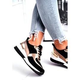 Vinceza Scarpe sportive da donna in pelle nera e oro 21-7777 nero d'oro 3