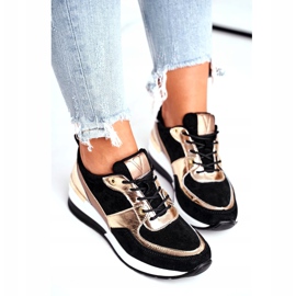 Vinceza Scarpe sportive da donna in pelle nera e oro 21-7777 nero d'oro 4