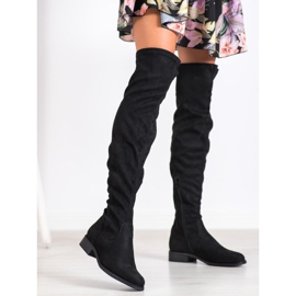 Kayla Stivali alla coscia in pelle scamosciata nero 1