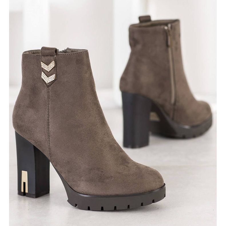 Bestelle Stivaletti In Pelle Scamosciata Con Ornamento grigio 2