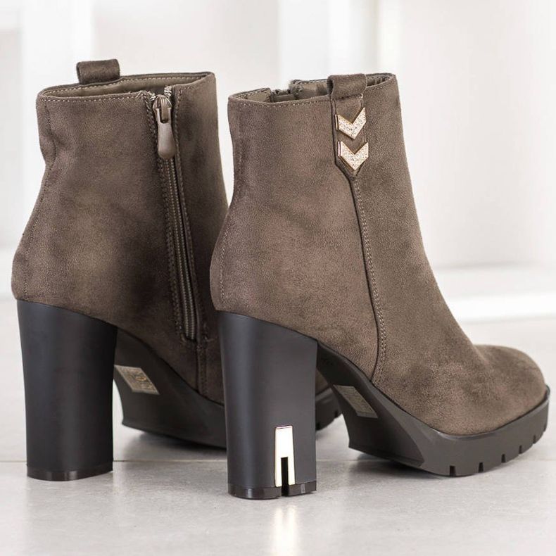 Bestelle Stivaletti In Pelle Scamosciata Con Ornamento grigio 1
