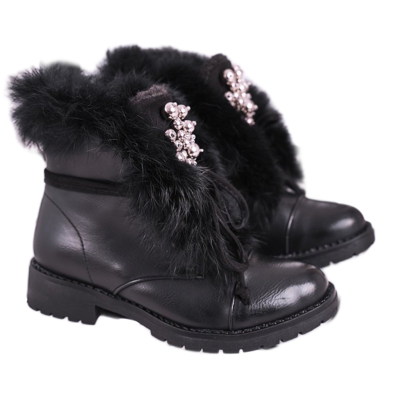 MSMG Stivaletti Neri Bambini Pelliccia CT900A Ella nero 1