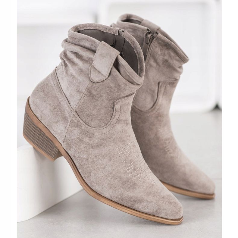 Cm Paris Stivali da cowboy in pelle scamosciata beige 1