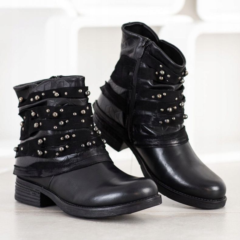 Queentina Stivali comodi con decorazioni nero 1