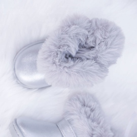 FRROCK Caldi stivali da neve per bambini con pelliccia Silver JellyBeans argento 2