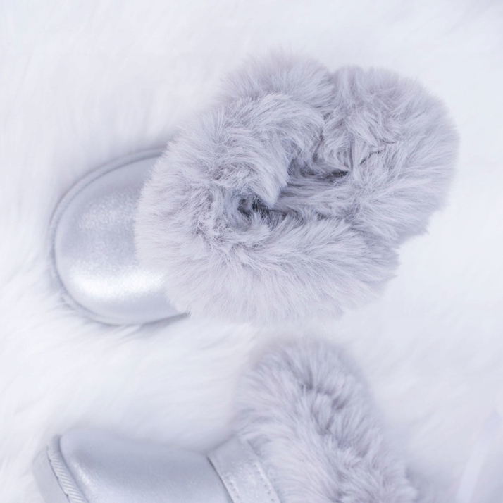 FRROCK Caldi stivali da neve per bambini con pelliccia Silver JellyBeans argento 2