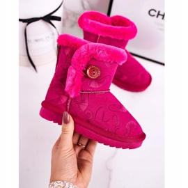 Apawwa Doposci Bambino Con Pelliccia E Bottone Fucsia Kawai rosa 1