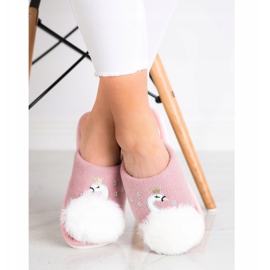 Bona Pantofole Calde Con Applicazione bianco rosa 2