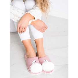 Bona Pantofole Calde Con Applicazione bianco rosa 1