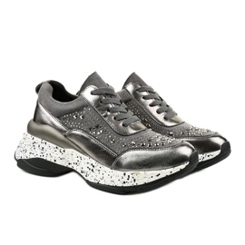 Sneakers grigie in ecopelle scamosciata Quijor grigio 2