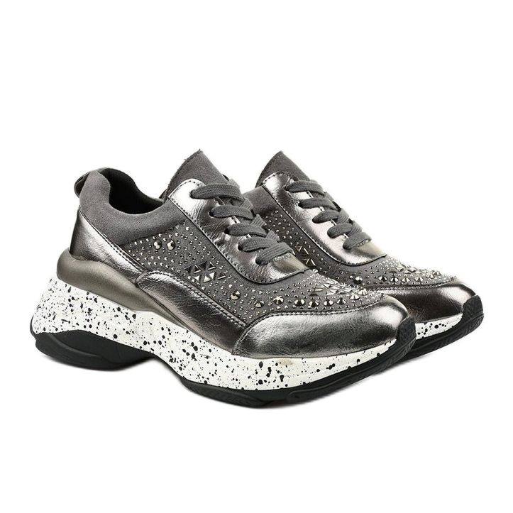 Sneakers grigie in ecopelle scamosciata Quijor grigio 2