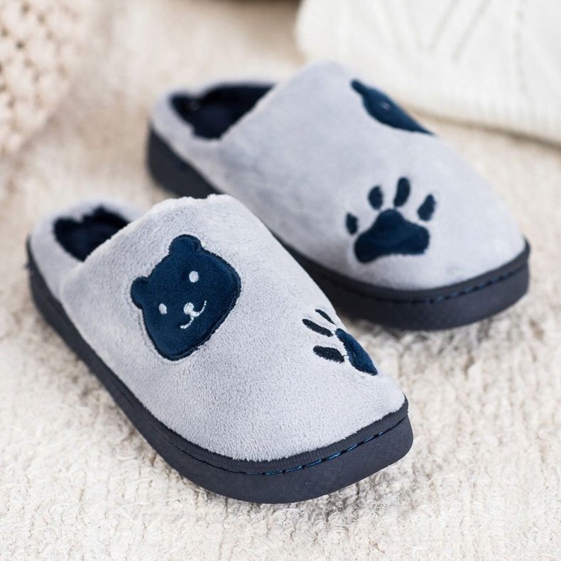 Bona Pantofole calde blu navy grigio 1