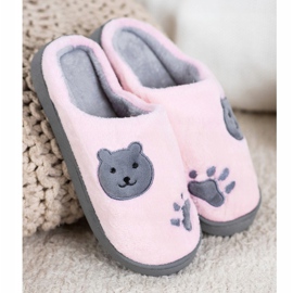 Bona Le calde ciabatte slip-on di Teddy Bear rosa grigio 1