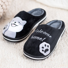 Bona Pantofole Welcome Home nero grigio 1