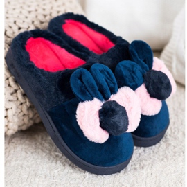 Bona Pantofole blu navy con danni rosa 1