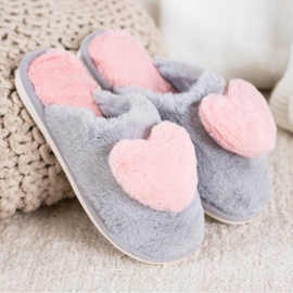 Bona Pantofole Con Un Cuore rosa grigio 1