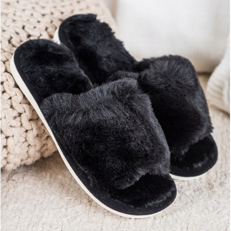 Bona Pantofole Con Pelliccia nero 1