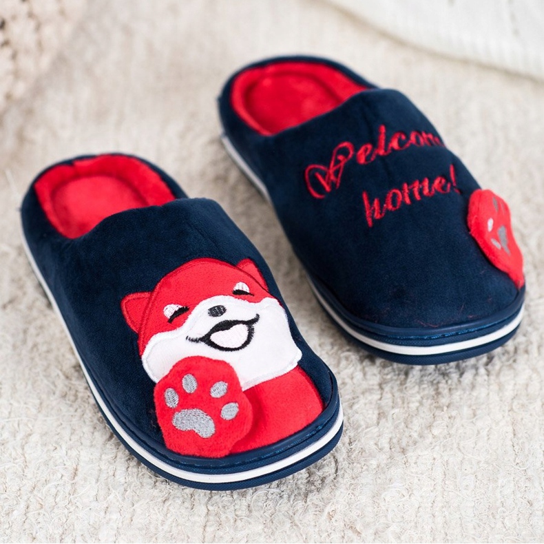 Bona Pantofole Welcome Home bianca rosso blu navy 1