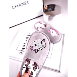 Pantofole da bambino unicorno grigie con unicorno rosa argento grigio 2