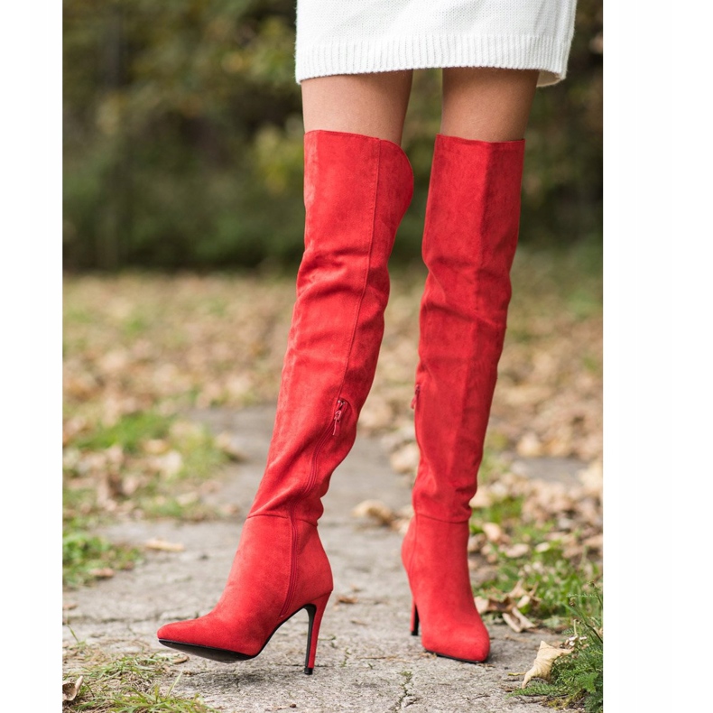 Small Swan Stivali sexy con tacco alto rosso 1