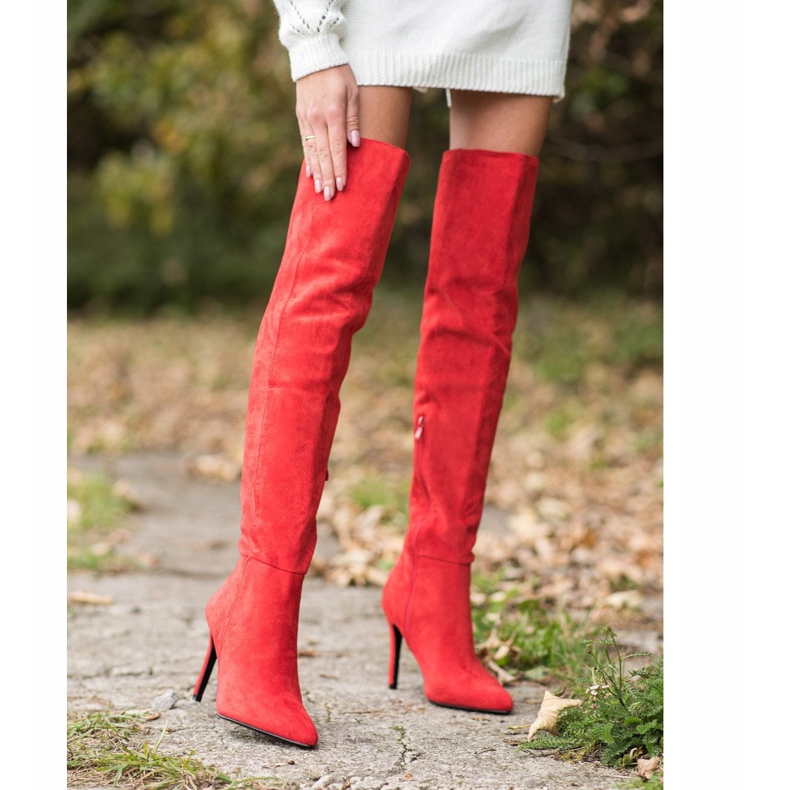 Small Swan Stivali sexy con tacco alto rosso 2