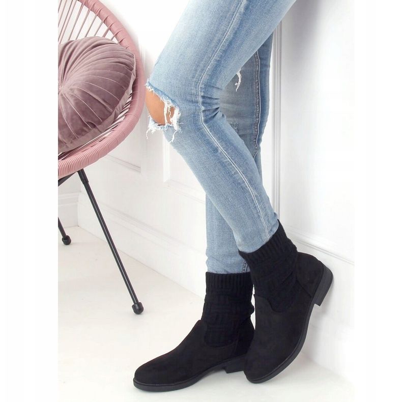 Stivali con tomaia in maglia nera E2100 Black nero 1