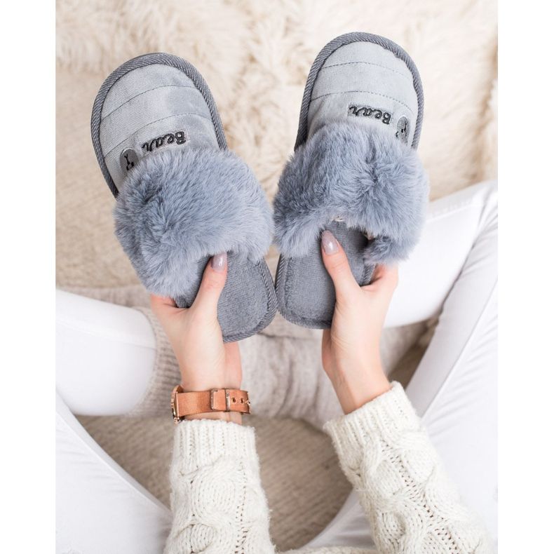 Bona Pantofole Con Pelliccia D'orso grigio 2