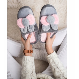 Bona Pantofole grigie con danni rosa grigio 2