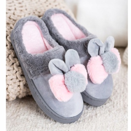 Bona Pantofole grigie con danni rosa grigio 1