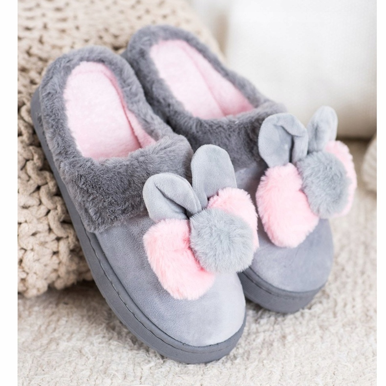 Bona Pantofole grigie con danni rosa grigio 1