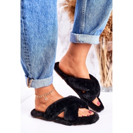 FRJ Pantofole da donna in pelliccia nera Cozy Time nero 1