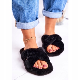 FRJ Pantofole da donna in pelliccia nera Cozy Time nero 2