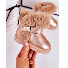 FRROCK Caldi stivali da neve per bambini con pelliccia JellyBeans oro rosa 2
