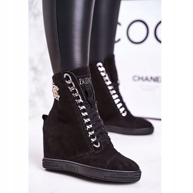 Sneakers Camoscio Donna BOOCI 2222/066/s Catena Argento Nero 1