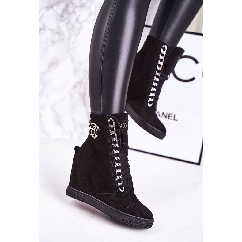 Sneakers Camoscio Donna BOOCI 2222/066/s Catena Argento Nero 2