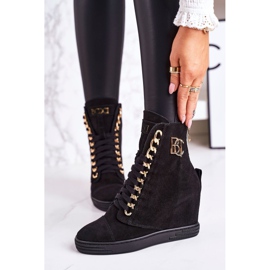 Sneakers Camoscio Donna BOOCI 2222/066 / con Catena Oro Nero 2
