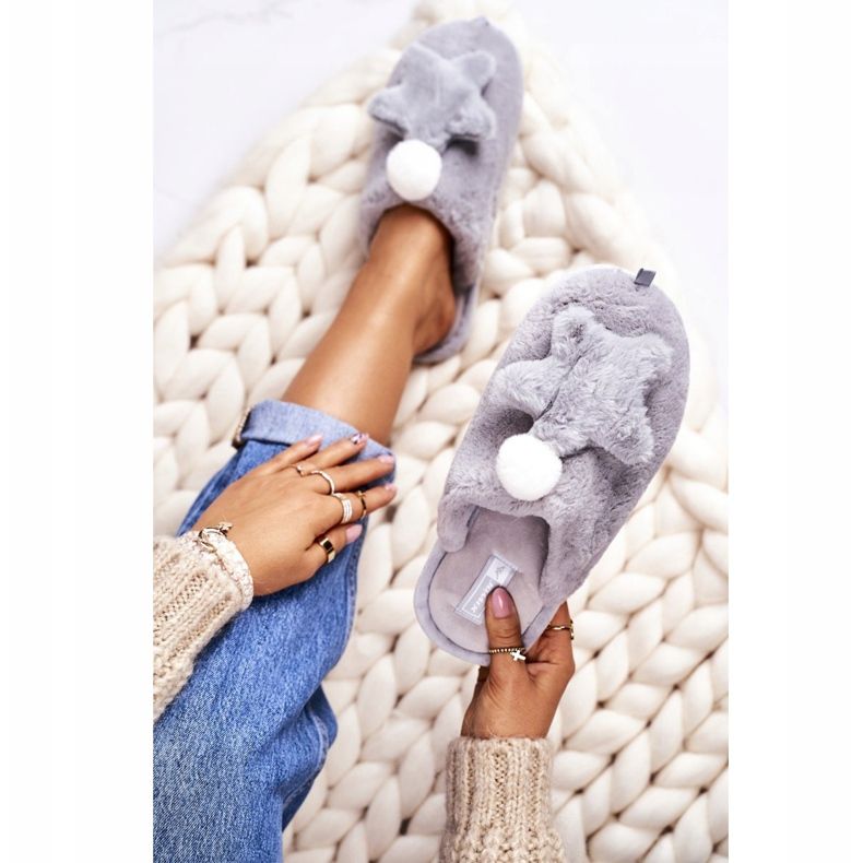 Pantofole Da Donna Con Pelliccia E Stelle Grigio Notte-Notte 2