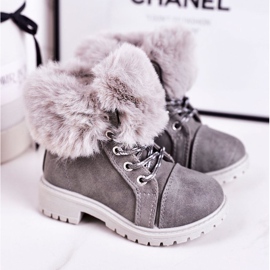 Caldi Trapper Bambini Con Pelliccia Grigio Nella 1