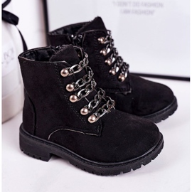 Trappers per bambini con catena in ecopelle scamosciata nera Rock &amp; Roll nero 1