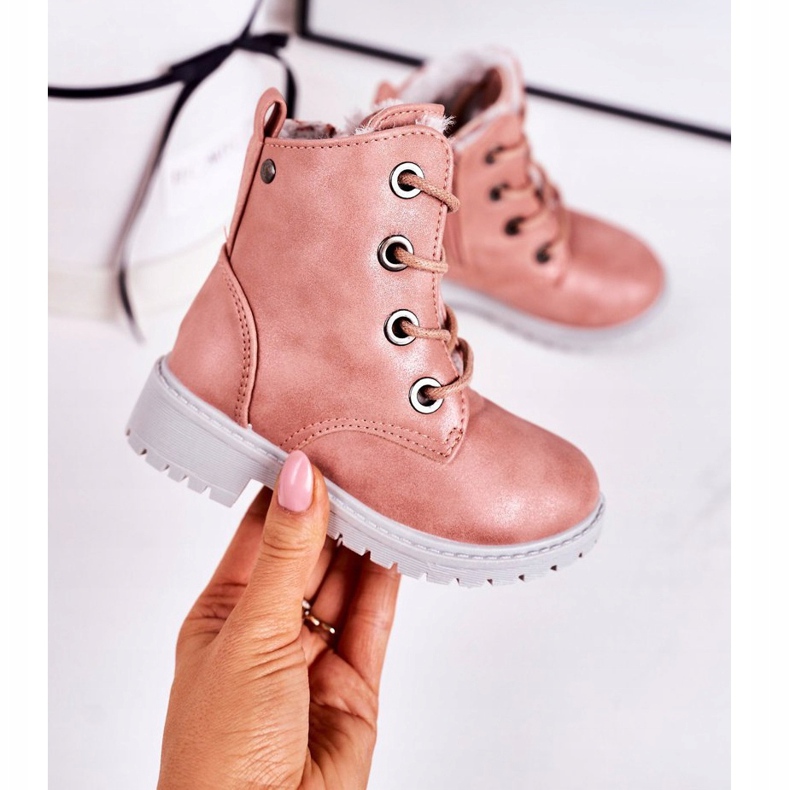 Stivali Trappers Bambini Riscaldati Con Pelliccia Rosa Mia 2