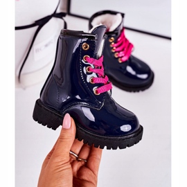 Stivali Bambini Riscaldati Con Pelliccia, Laccati Navy Pinkie blu navy 2