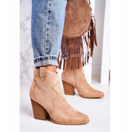 MSMG Stivali Da Cowboy Caldi Da Donna Con Tacco Beige Margaret 1
