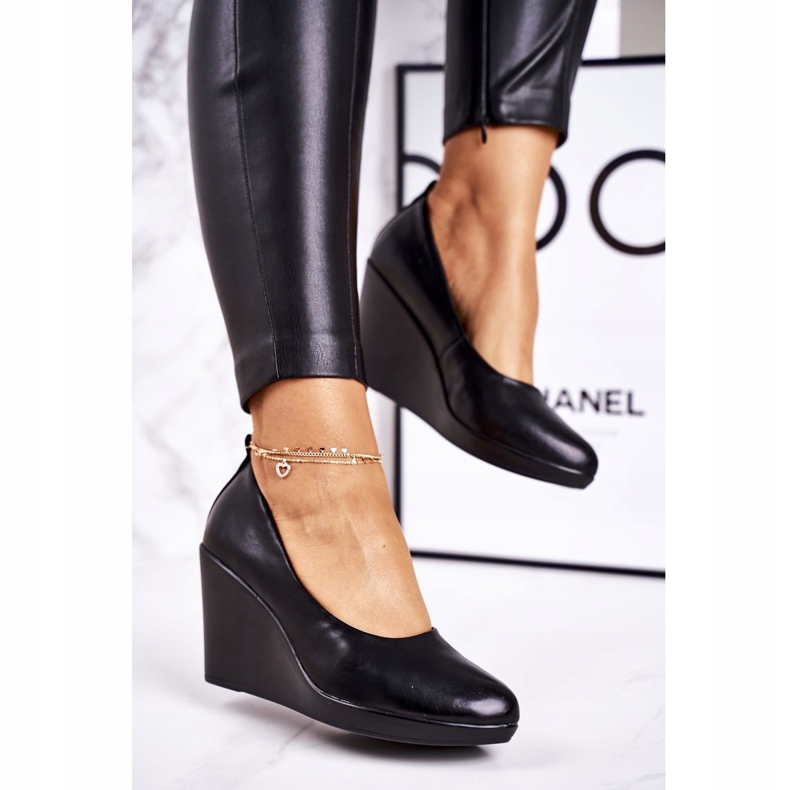 PJ1 Décolleté classiche da donna con zeppa Nero Ivonne 2