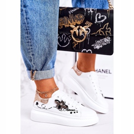 Scarpe Sportive Donna Sneakers Con Mosca Bianche Dorate Amour bianco 1